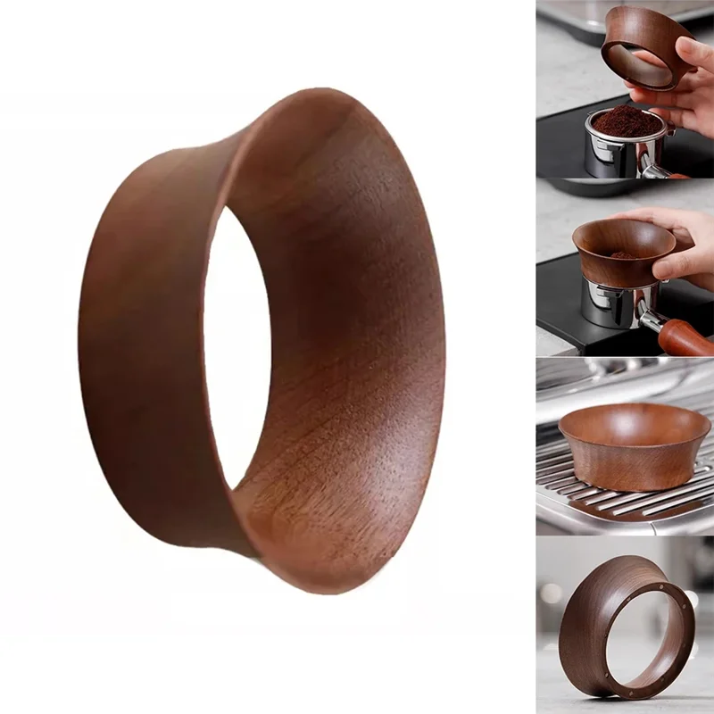 A75X Top Coffee Dosing Ring Funnel Magnetic Walnut For Delonghi E61 Portafilter Espresso Accessories