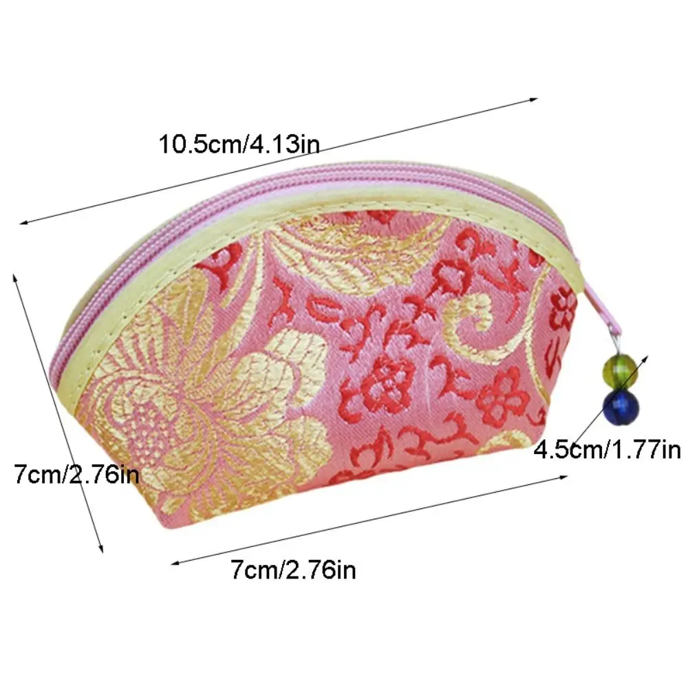 Auspicious Cloud Embroidery Coin Pouch Multi Color Flower Jewelry Storage Bag Multi-functional Cloth Shell Coin Pouch Ladies