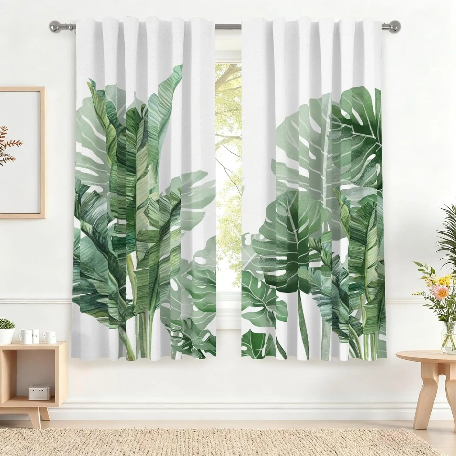 Tropical Palm Leaves Curtains for Living Room Bedroom Banana Plant Nature Summer Hawaii Beach House Decorative Curtains Thermal