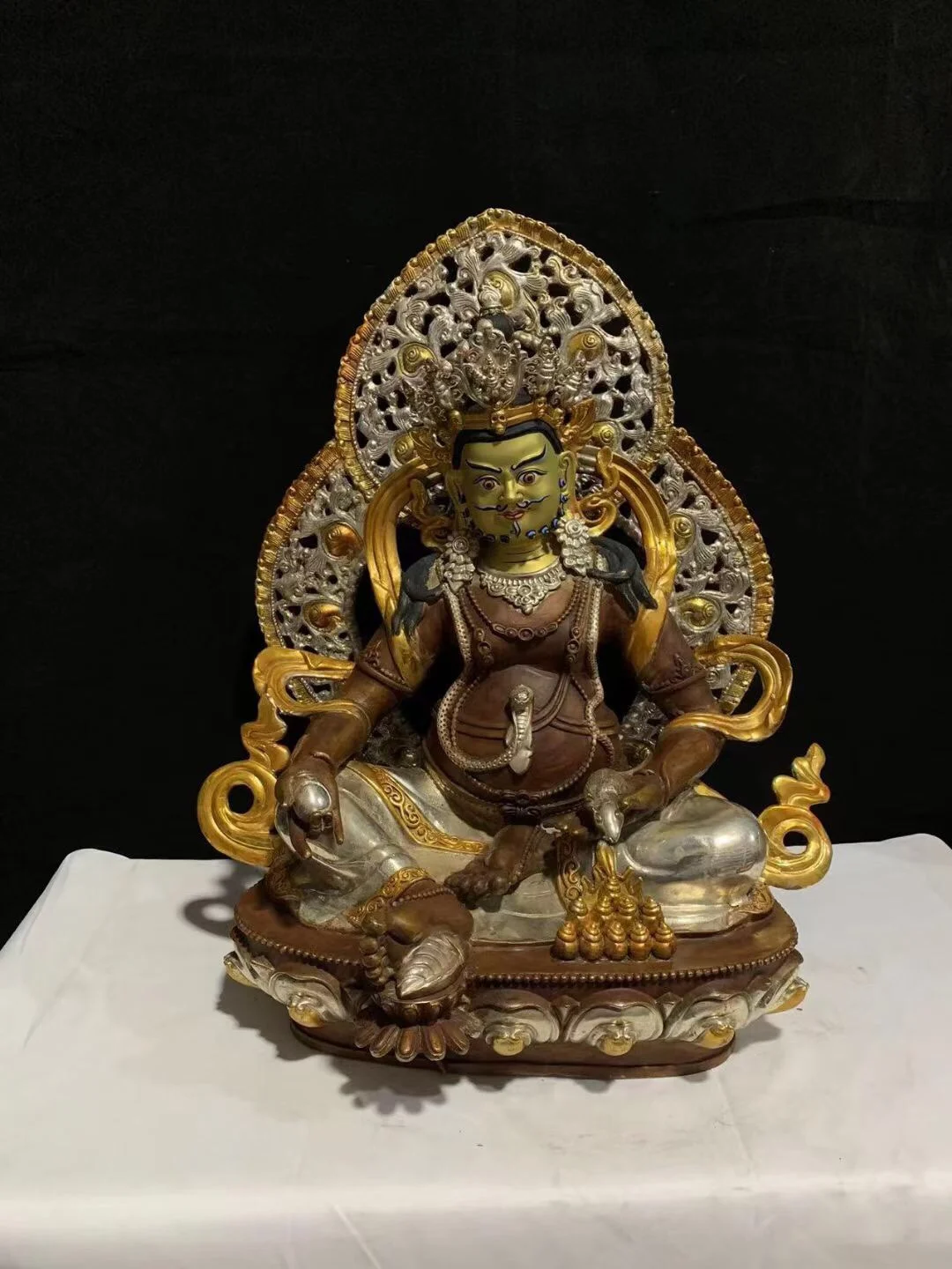 Xizang Crafts 15 inch 50cm Tantric Yellow God of Wealth Buddha