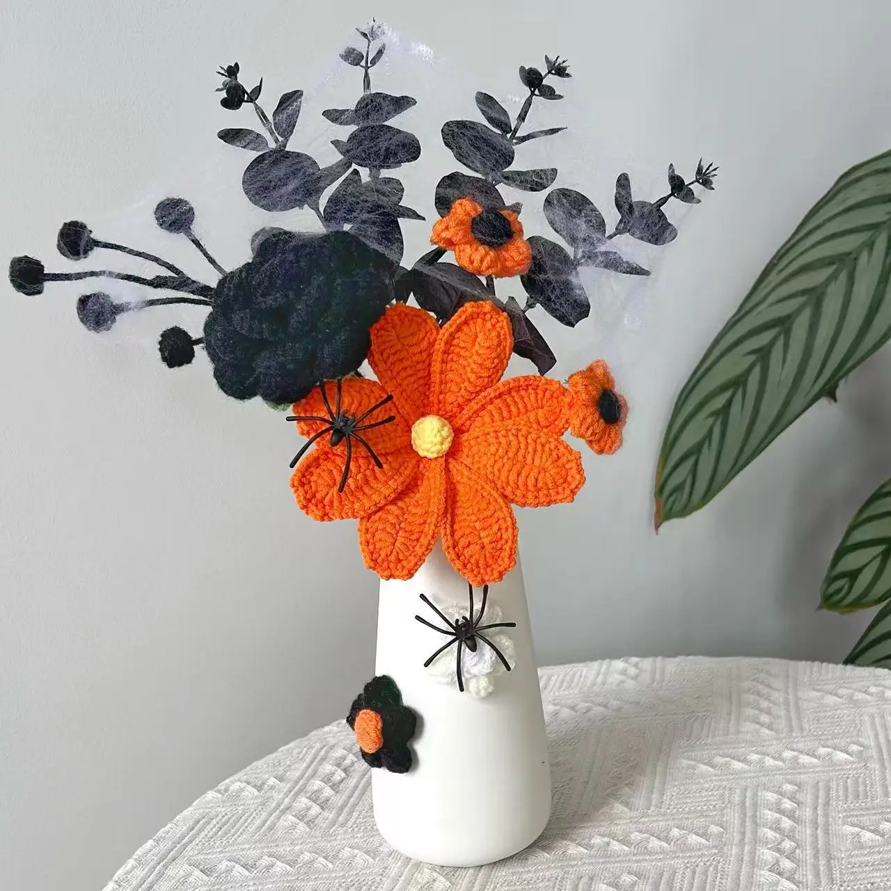 PH028 الزهور الاصطناعية عبر الحدود هالوين محاكاة زهرة ديكور المنزل غزل محبوك زهرة اليد هدية المنتج النهائي