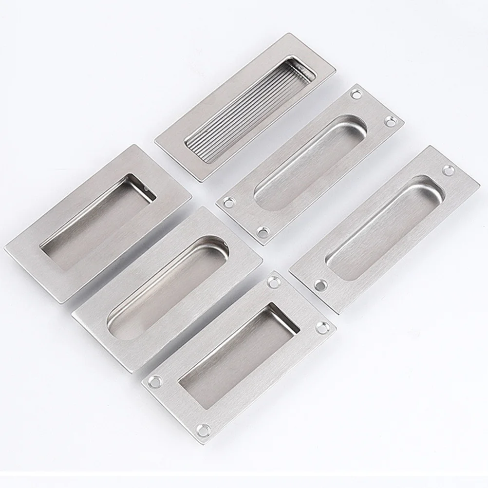 

Sliding Door Handle Embedded Concealed Door Knob Stainless Steel 304 Rust Resistant Wire Drawing Surface Cabinet Drawer Silver