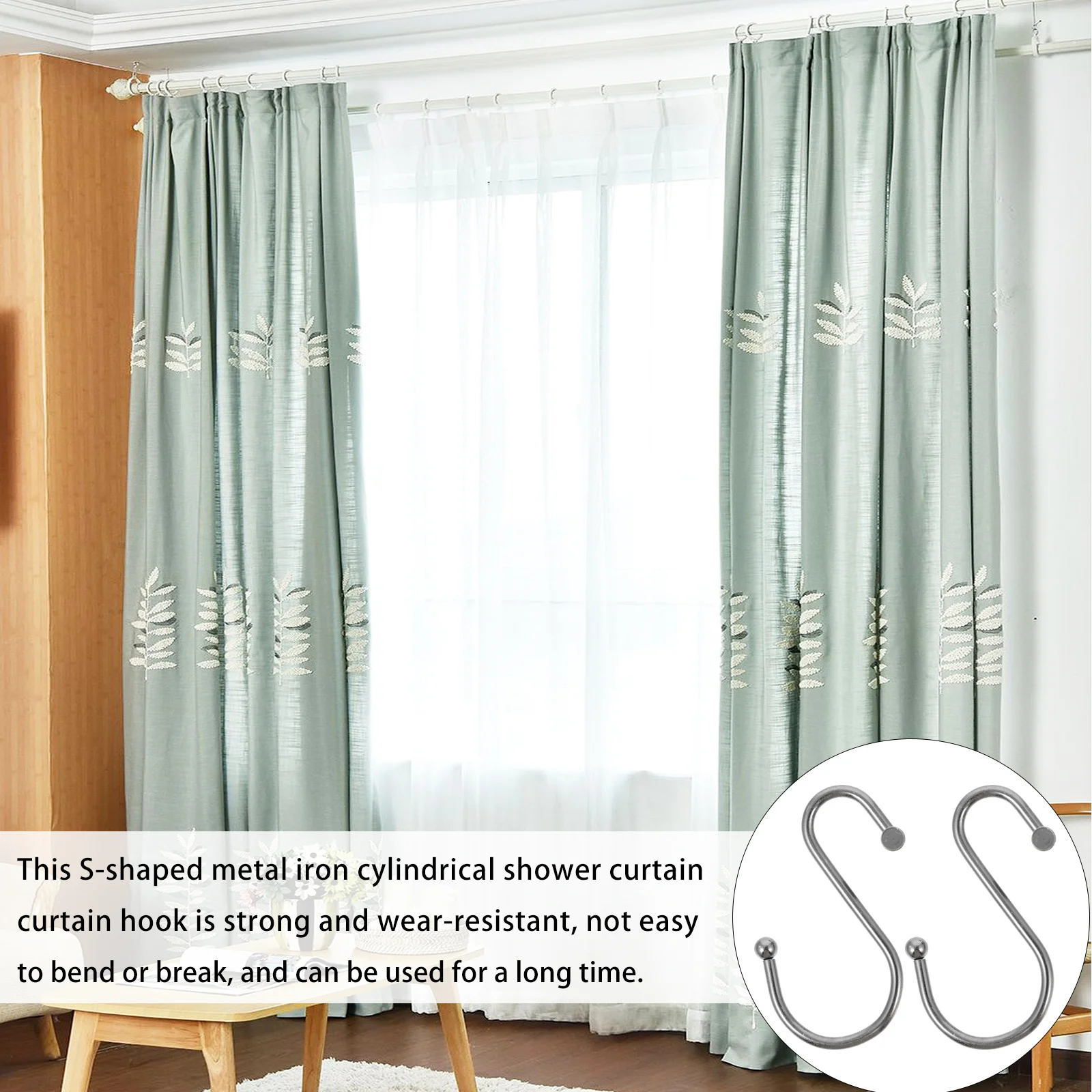 12 قطعة خطاف اسطوانة معدنية S-شكل مقاومة للتآكل للحمام دش الستار ديكور المنزل شماعات حديدية #3