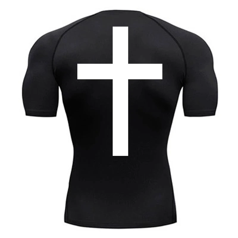 Kompressionsshirts mit überkreuztem Rückendruck für Herren, schnell trocknende T-Shirts, T-Shirts, Tops, Fitnessstudio, Workout, Laufen, Unterhemden, Baselayers, Rash Guard