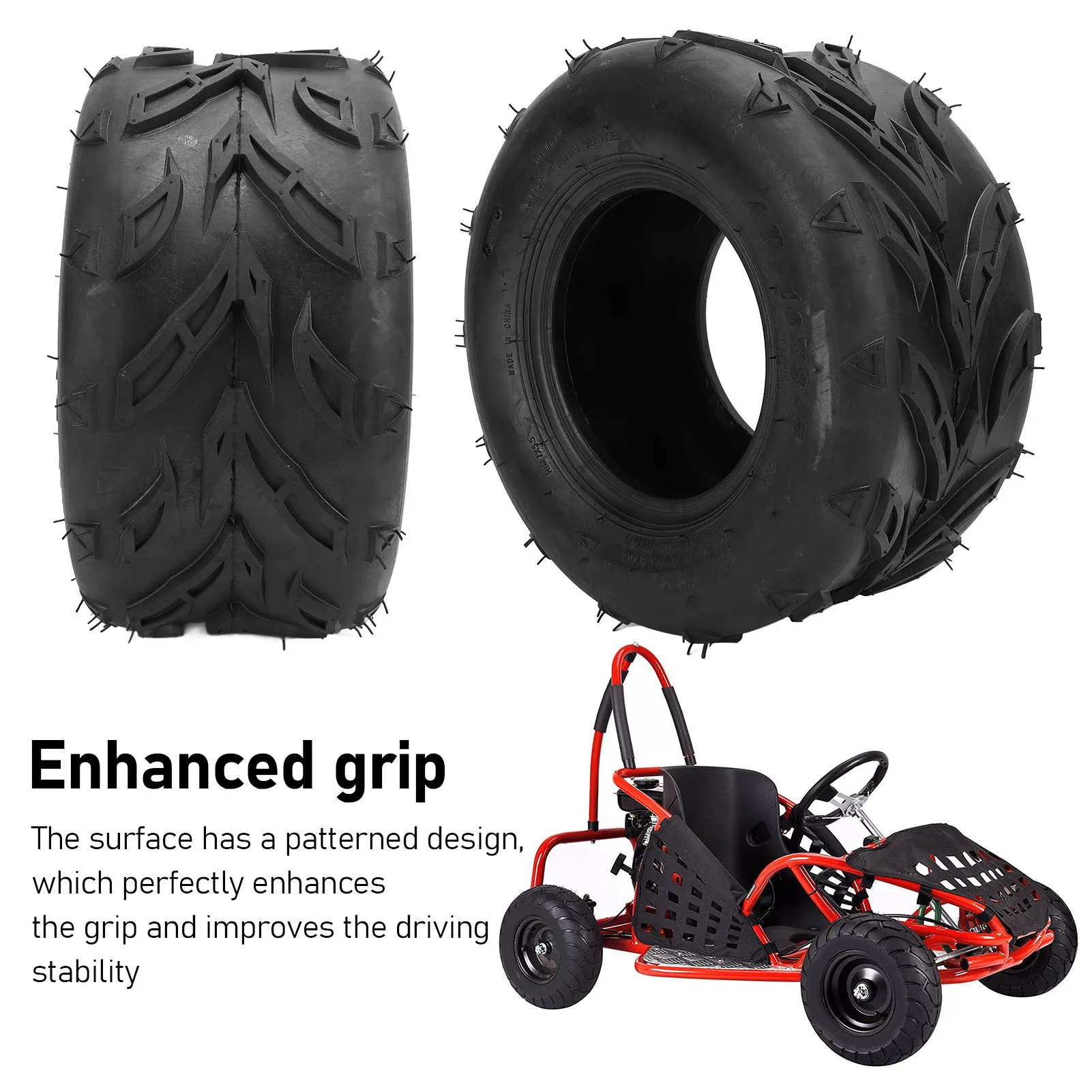 Go Kart Tire 16x8-7, High-Grade 16x8-7 Flame Pattern Vacuum Tire for Off-Road Vehicles, Atv, Utv, Go Karts