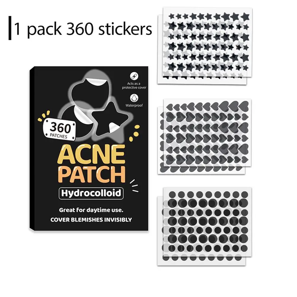 Toppe per brufoli per il viso 360 conteggi, stelle carine Cuori Punti Toppe idrocolloidali per l'acne per breakouts Zit Patch per brufoli Cura della pelle