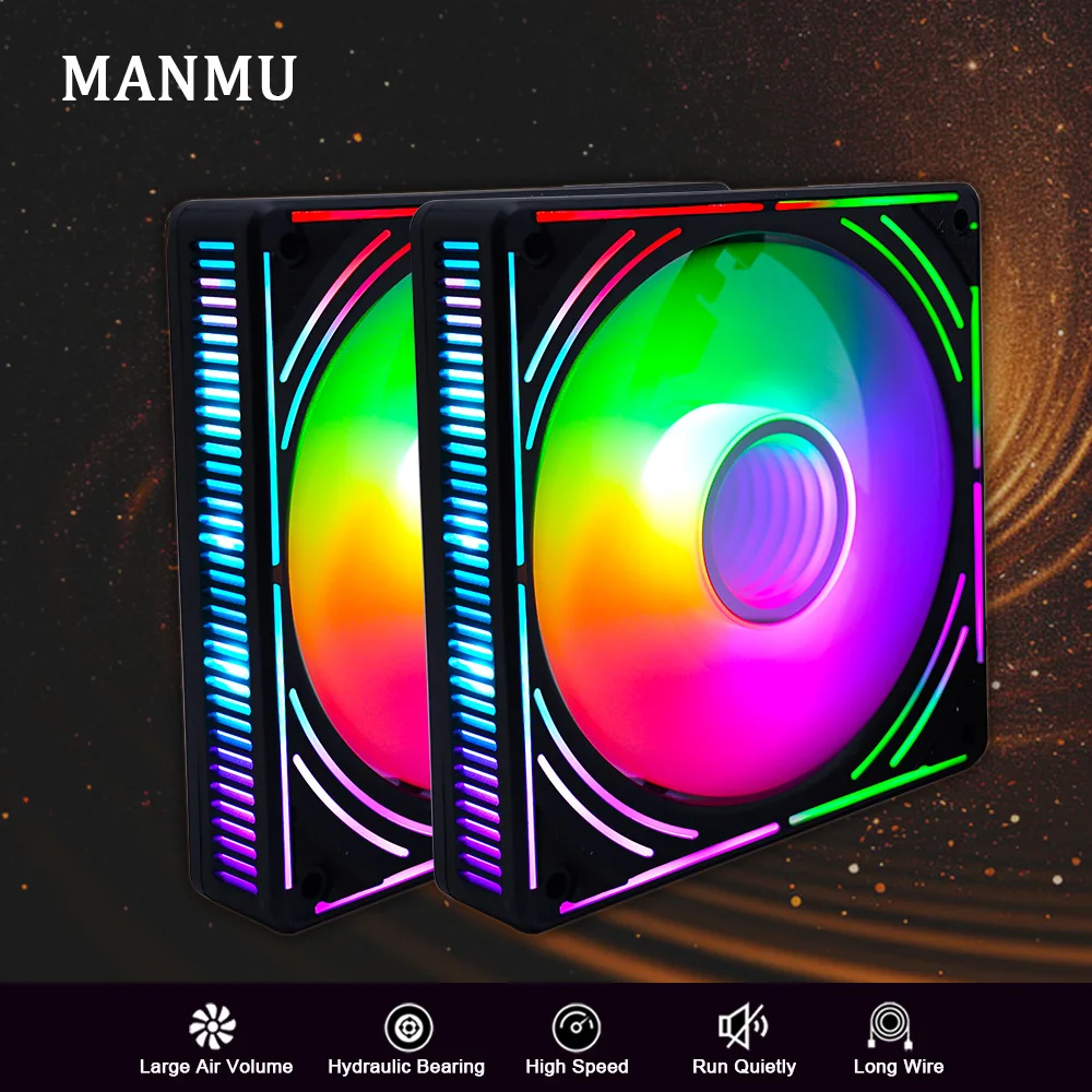 MANMU 120mm Case Fans Gaming Cooling Cooler Fans Infinite Lighting 12V Large Air Volume Computer case Cooling Fan  with 5V3pin