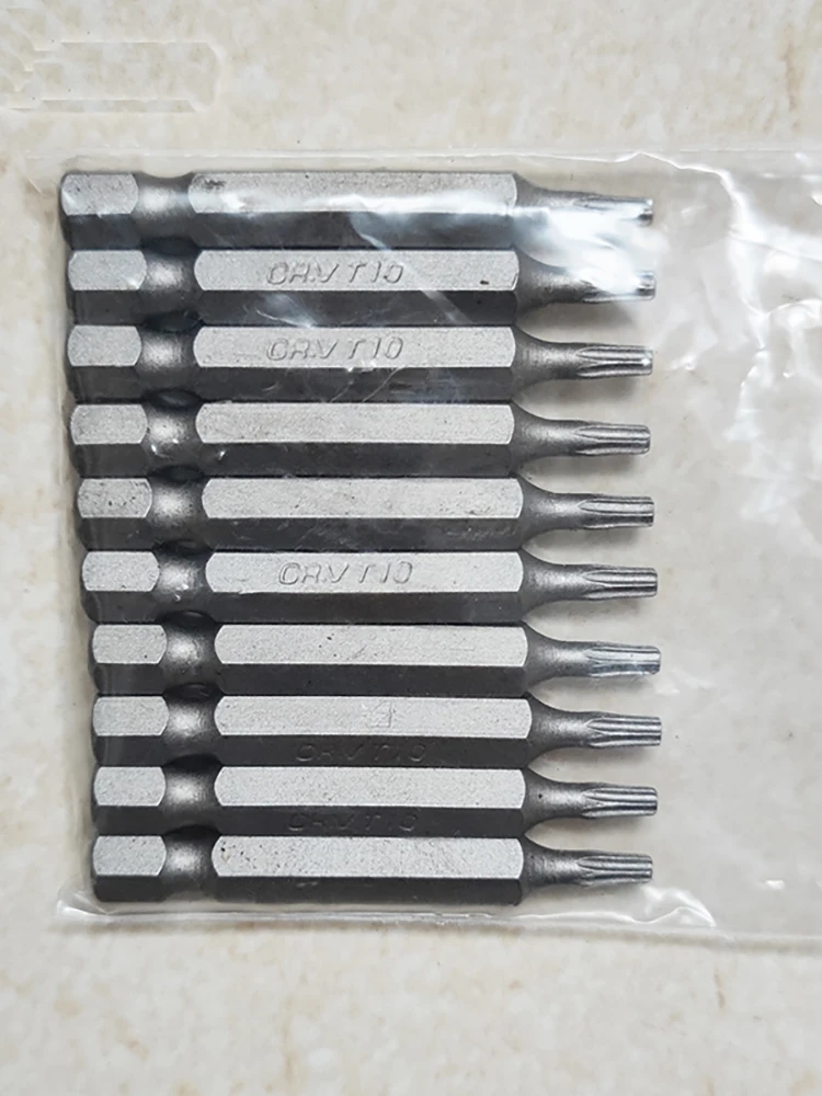 10 Buah 1/4 "50Mm Torx T10 Set Obeng Bit Alat Reparasi Kit Obeng Hex Shank Alat Rumah Tangga Tangan