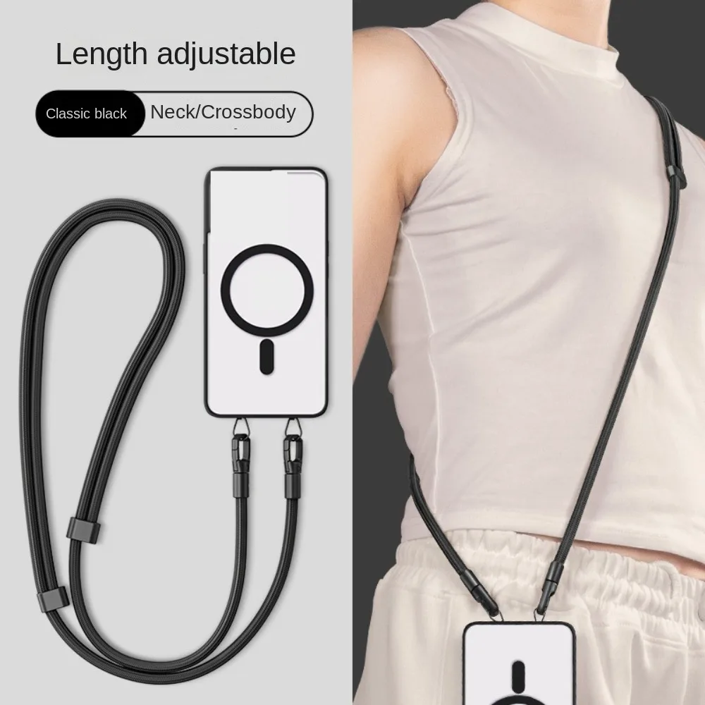 

Двойной регулируемый ремешок для телефона через плечо с зажимом из нержавеющей стали, съемный длинный шнурок для мобильного телефона на шею