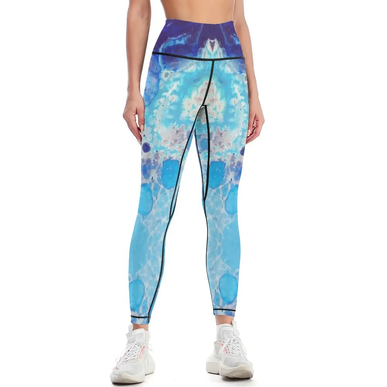 

Blue pallet acrylic pouring painting Leggings for physical flared legging gym Womens Leggings