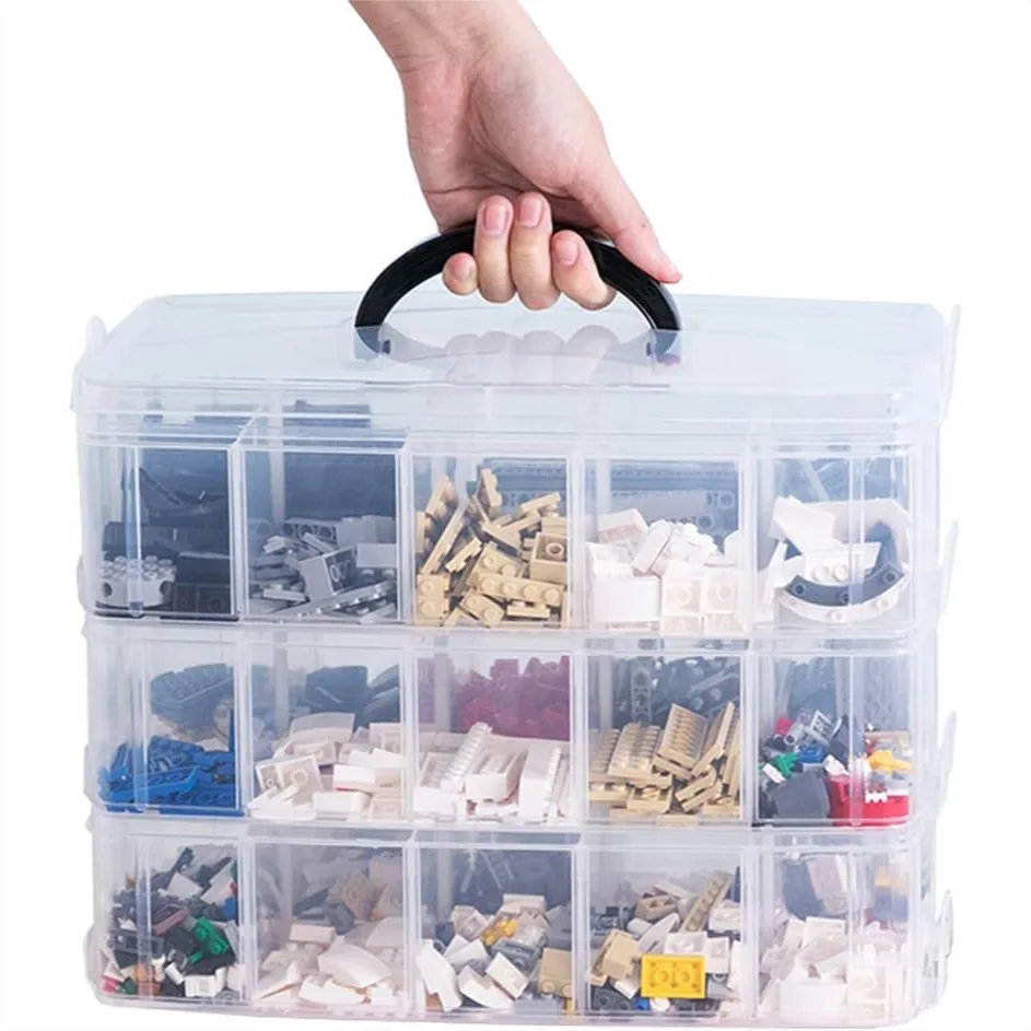 

3-Layer Storage Box with 30 Adjustable Compartments for Organizing Washi Tape, Jewelry, Craft Supplies, and Small Tools