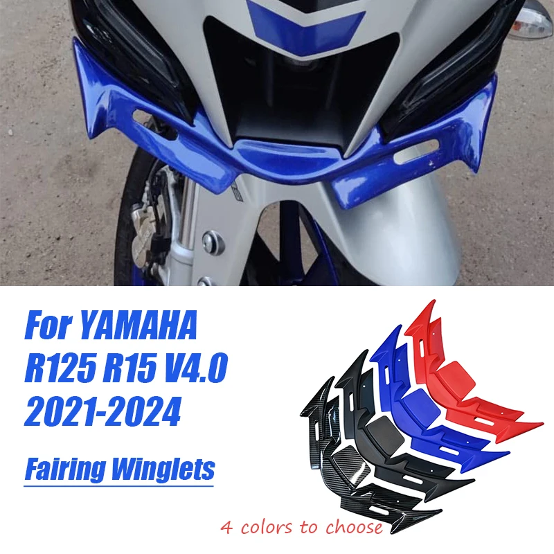 For YAMAHA R125 R15 V4.0 2021-2024 Motorcycle ABS Front Fairing Pneumatic Winglets Tip Wing Protector Shell Cover