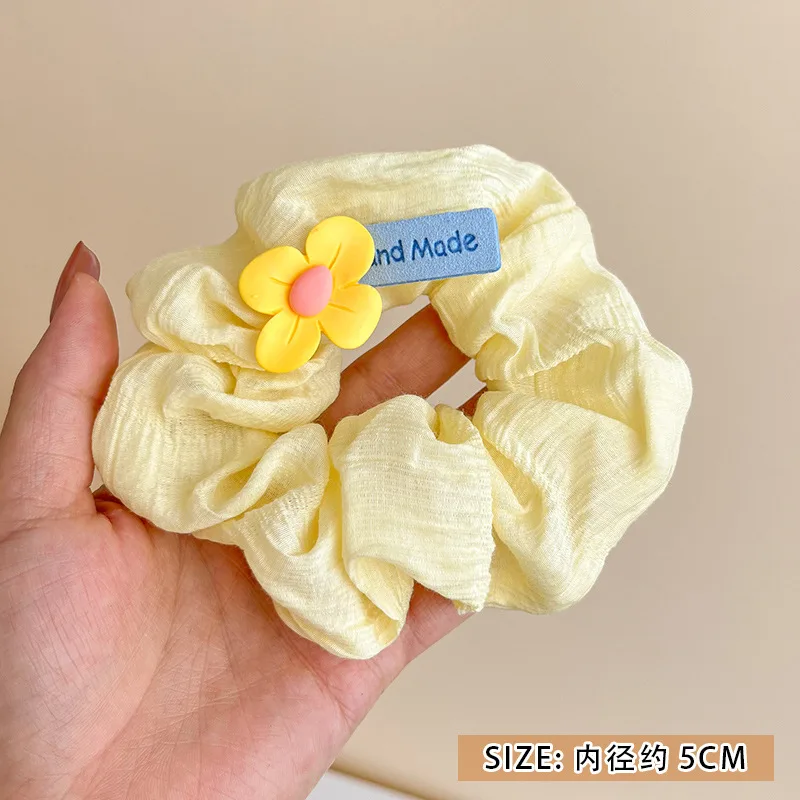 4pcs Sweet Hair Tie Girl Yellow Little Bear Flower Bow Lollipop Scrunchies  Elastic Hair Band NEW Children Cute Ponytail Rubber