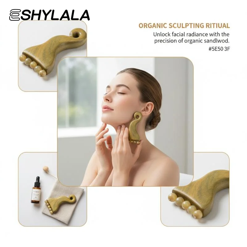 

Ram Horn Bead Sandalwood Massage Comb Meridian Stimulator For Gua Sha Facial Body Therapy SPA Use