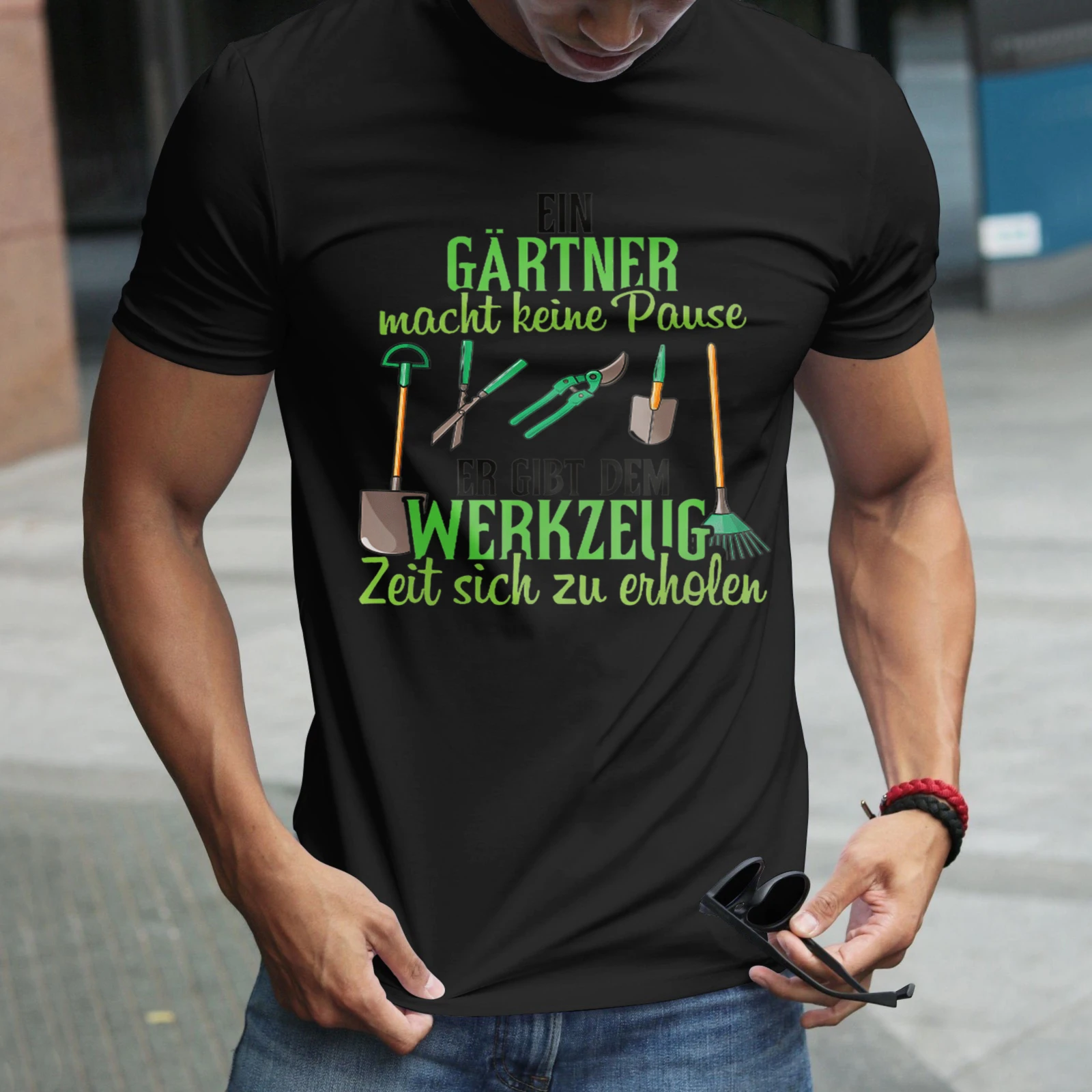 Herren-T-Shirt „Gartner Macht Keine Pause Werkzeug Zeit Sich Zu Erholen“ – perfekt für Freizeitkleidung, Partys und Karneval-Outfits