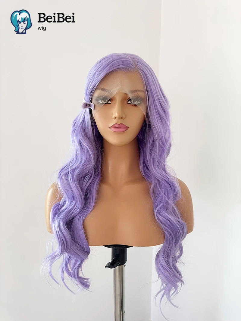 Фиолетовый парик для женщин, модные 26-дюймовые HD парики спереди, длинные прямые 13*4, естественный вид, высококачественные синтетические парики Rumi для косплея
