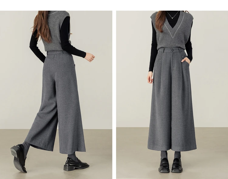 SENTUBILA Women's Ankle-Length Pant 2026 Autumn Elastic Waist Pleated Trousers Loose Fit Office Commuter Bottoms 154K58799