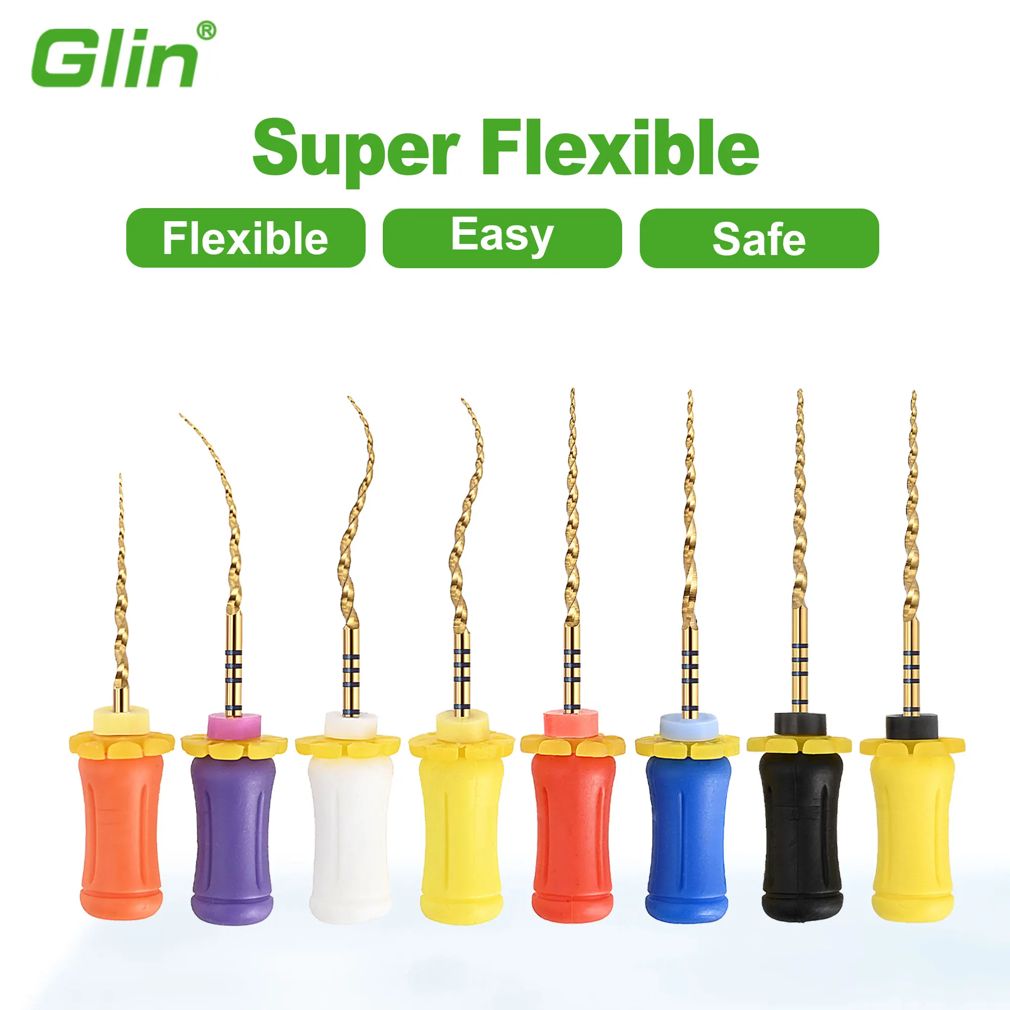 Glin Gold Pro Hand Endo Files SX-F3 Heat Activated Rotary Dental Files 19/21/25/31mm Dental Tool Niti Root Canal Files