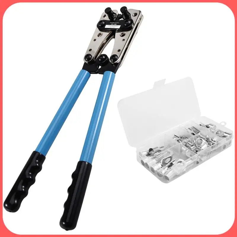 

AA89-HX-50B Cable Lug Crimping Tool Kit 60Pcs Copper Ring Terminals 10-1/0 AWG 8 Sizes For Heavy Duty Wire Connections