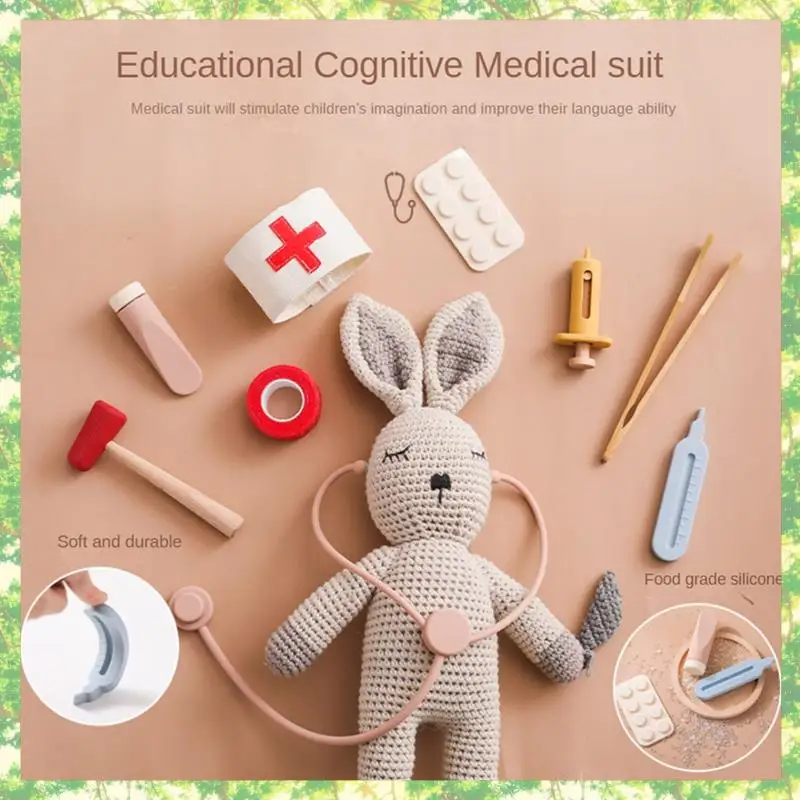 Kit di giochi di ruolo ecologici per bambini - Giochi educativi per ragazze come mostrato Stetoscopio per bambini in legno