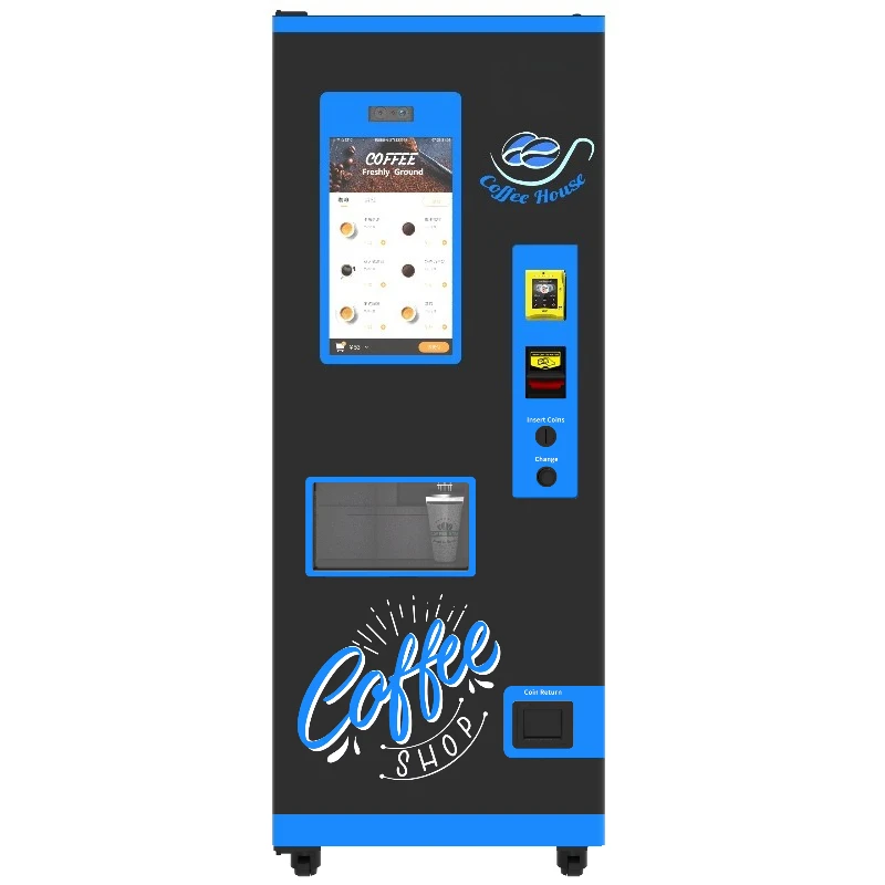 Customized Commercial Smart Coffee Vending Machine Fully Automatic Fresh Bean Brewing 24H Touch Screen Multiple Payment