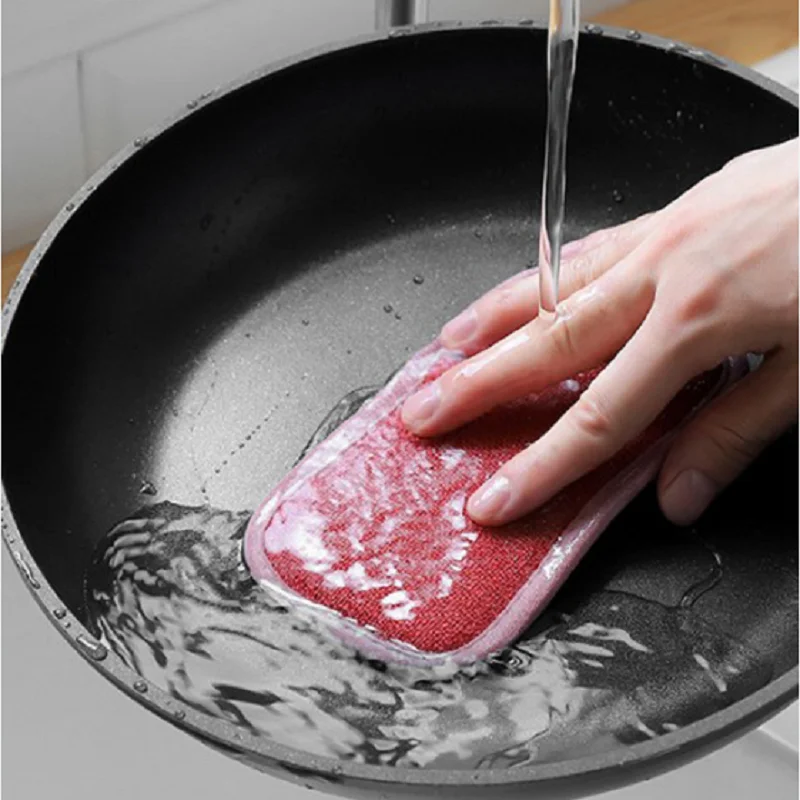 

Hangable Double-sided Cleaning Brush For Kitchen, Thickened Sponge, Magic Tool Washing Dishes And Pans