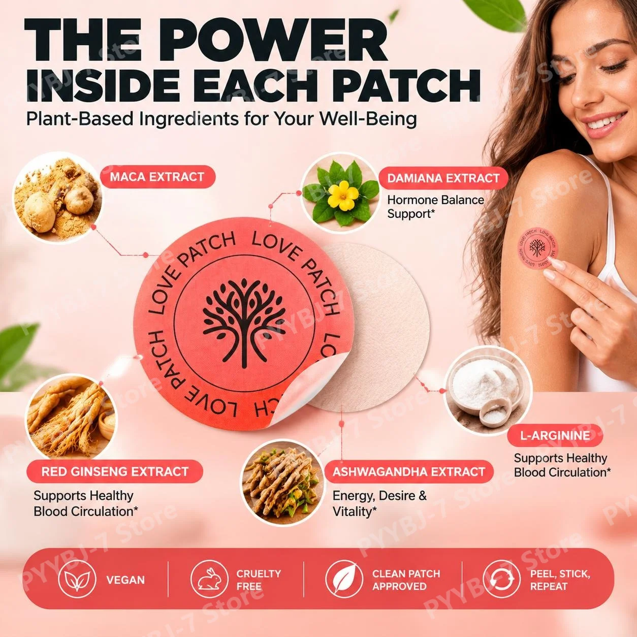 Love Patches Transdermal for Libido and Hormone Balance with Maca Damiana Extracts Stress Relief Aid Intimate Vitality 30 Patch