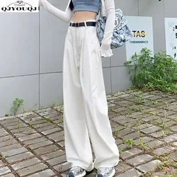 White Wide Legged Women's Jeans 2024 Spring/Summer Korean Edition New Slim Fit and Hanging Casual Pants Trend