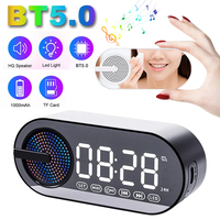 Wireless Bluetooth Speaker Alarm Clock LED Mirror Digital Clock FM Radio Silent Clock Large Display Living Room Office Decor