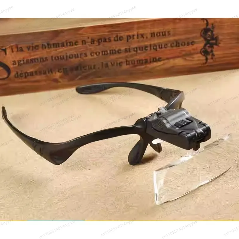 Head-weared 100X Magnifier with LED for Elderly Reading/Jewelry/antique Magnifying Glass with 5pcs Glasses