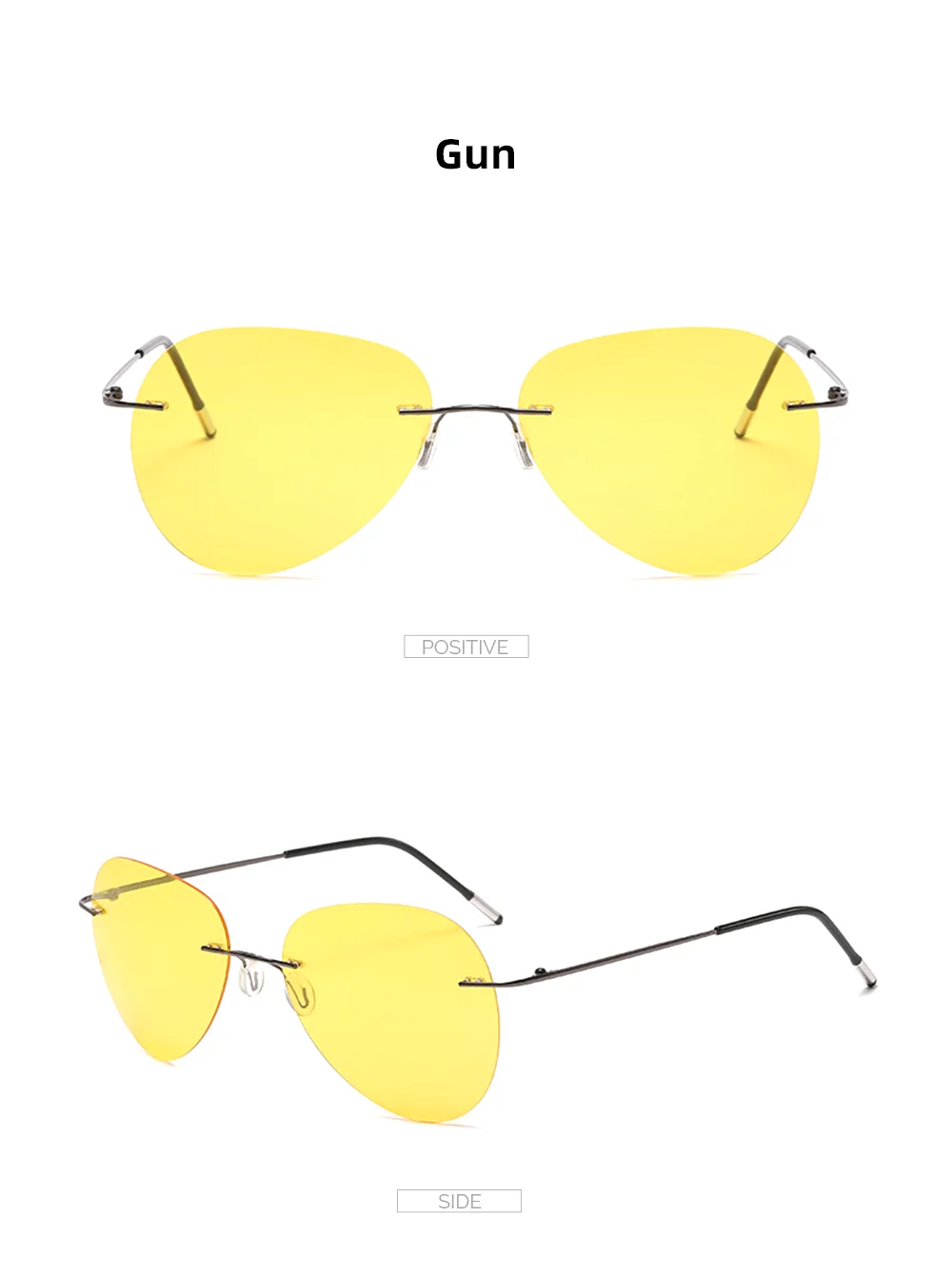 VIVIBEE Ultraleichte Piloten-Nachtsichtbrille für Herren, polarisiert, UV400, gelb, randlos, Luftfahrt-Sonnenbrille für Damen, Schutzbrille – Detail 11