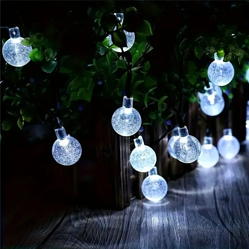 Solar Bubble Balls Lamp String Lights Outdoor Water Drops Outdoor Waterproof Orb Christmas Lights Patio Holiday Party