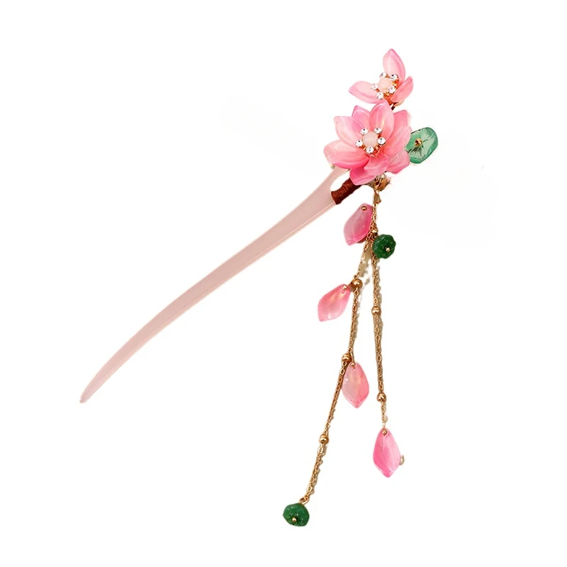

*Chinese Hair Accessories Elegant Flower Hair Sticks Vintage Hairpins For Women Ponytail Holder Hanfu Headdress Jewelry Gift