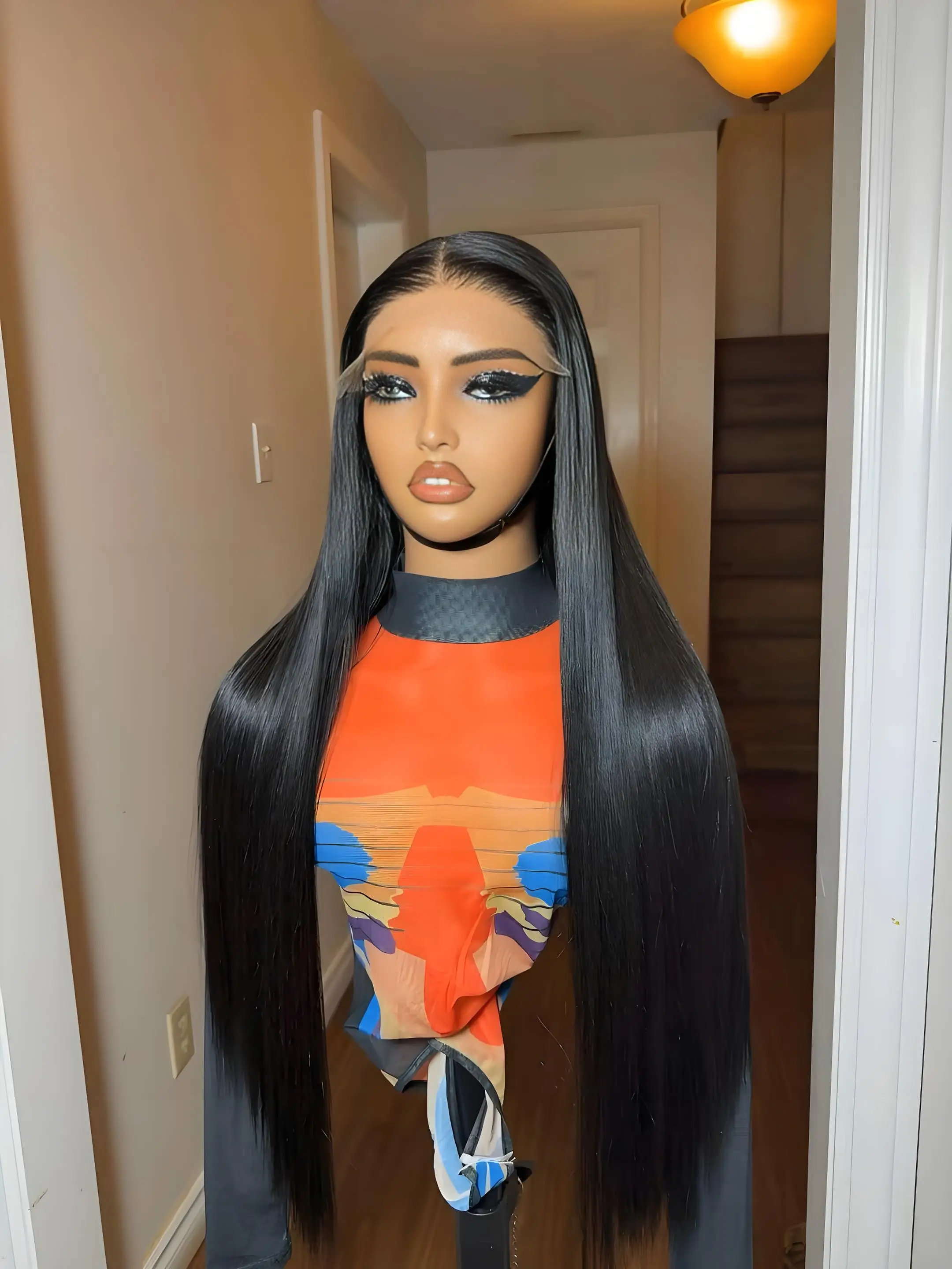 

Парик из натуральных волос с прямой текстурой, плотность 220, 40-46 дюймов, с HD прозрачным кружевным фронтом 13x4/13x6, предварительно выщипанный, для женщин