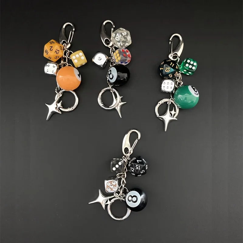 Vintage Dice Keychain Bag Charm Accessories Waist Charms Dice Zinc Alloy Ironworks Knot Buckle Design Belt Buckle Bag Pendant