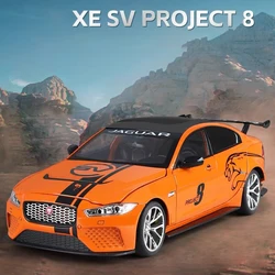 1:18 Scale Car Jaguar XE SV PROJECT 8 Alloy Vehicles Model Diecast Metal Sound＆Light Collectible Childrens Birthday Toy Gifts