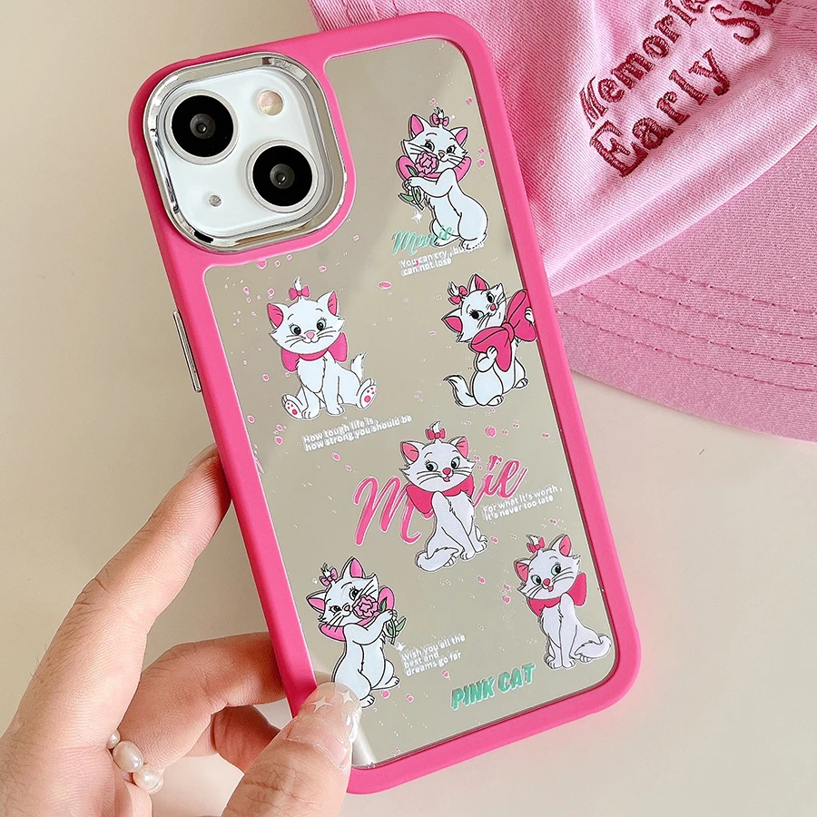 Cartoon cute wind rose red mirror multiple Mary Cat Apple phone case iPhone 14 13 12 11 Pro Max case