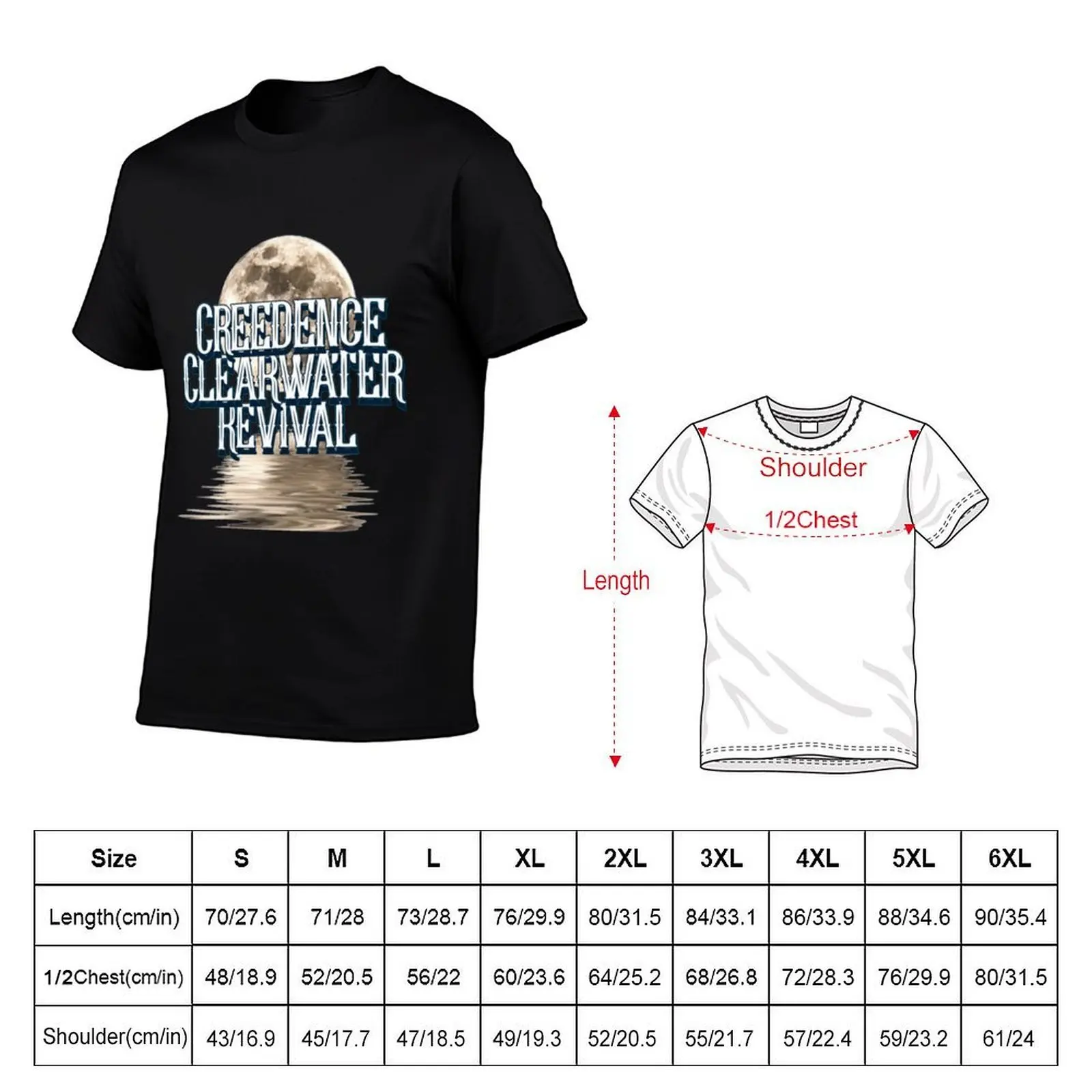 Creedence Clearwater Revival Full Moon Reflection T-Shirt High Elasticity Sports Tee Shirt