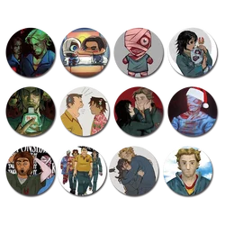 58mm Hot Horror Game Mouthwashing Pin Brooch For Clothes Hat Anya Soft Button Pin Jimmy Curly Gamer Collect Brooch Fans Gifts