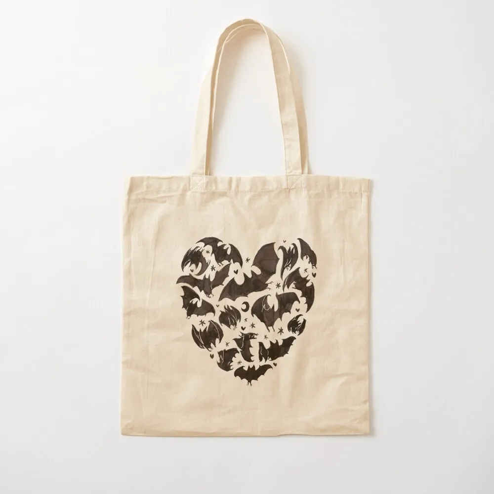 

Bat Heart Tote Bag Lady bags shopping bag logo Canvas Tote Bag