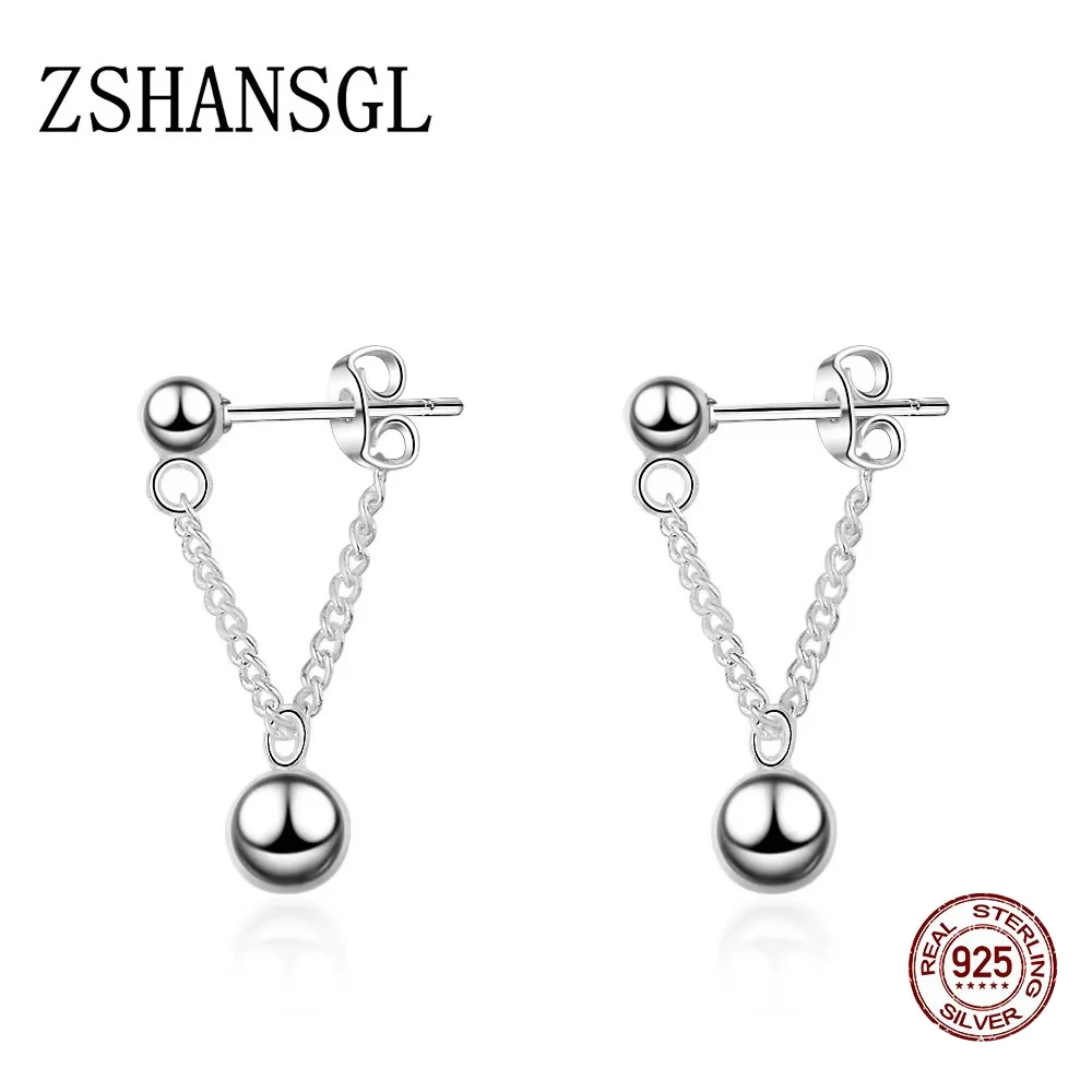 

Hot Sell Cute 925 Stamp Sterling Silver Needle Round Earing Fashion Jewelry Ball Stud Earrings Women Party Wedding Earrings