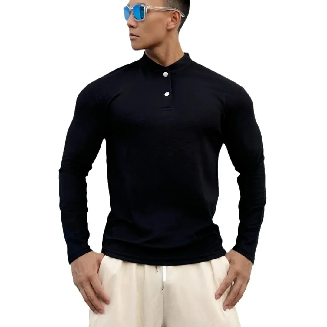 New Long Sleeve T-shirt Authentic Golf Wear Men Sports Fitness Training High Elastic Golf Wear Men Gym Running Men's POLO Shirts