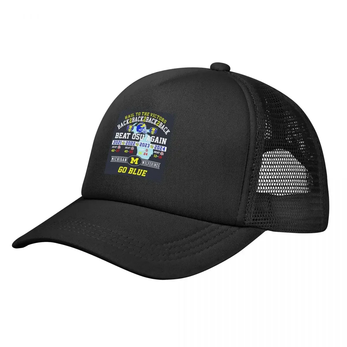 Hail To The Victors Back 2 Beat Osu Again Michigan Wolverines Go Blue Mesh Baseball Caps Snapback Baseball Hats Casquette