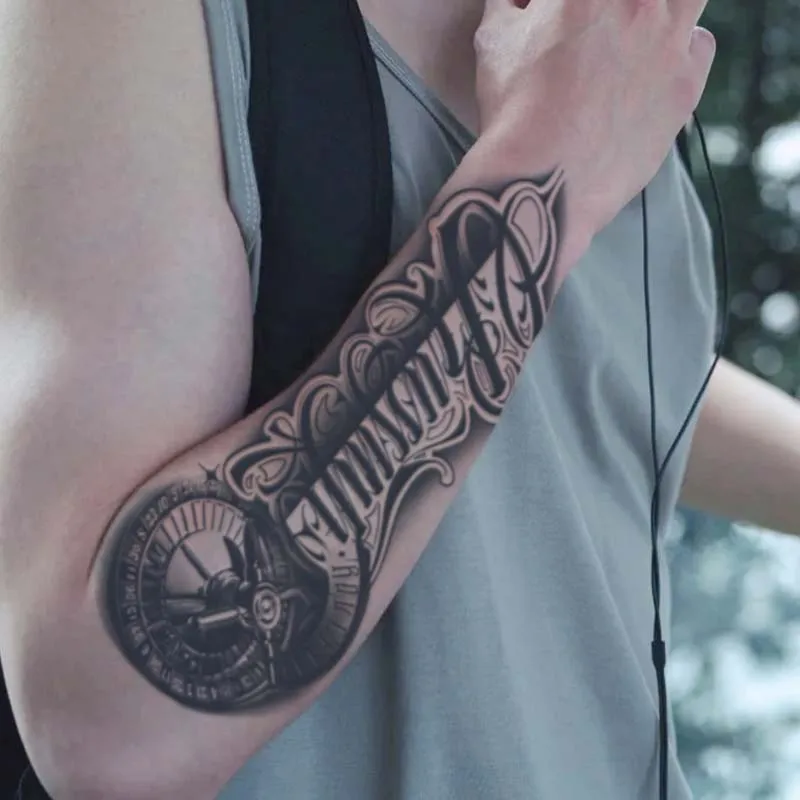 1pc Clock arm waterproof temporary tattoo sticker, lasting 1-2 weeks, simulates semi-permanent fake tattoo