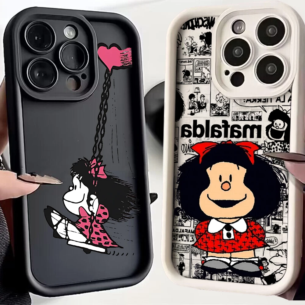 Cute Little Girl M-Mafaldas Phone Case for OPPO A16 A17 A38 A53 A54 A55 A58 A72 A74 A76 A78 A94 A98 4G 5G Cover With Hand Strap