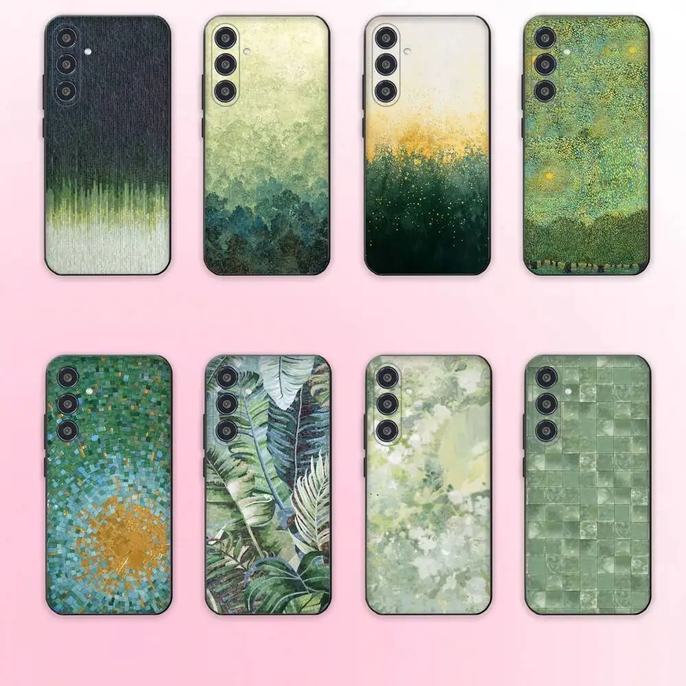 

Chic Mosaic Graffiti Green Rattan Phone Case For Samsung Galaxy A73,A72,A71,A70,A53,A52,A51,Others Soft Black Cover