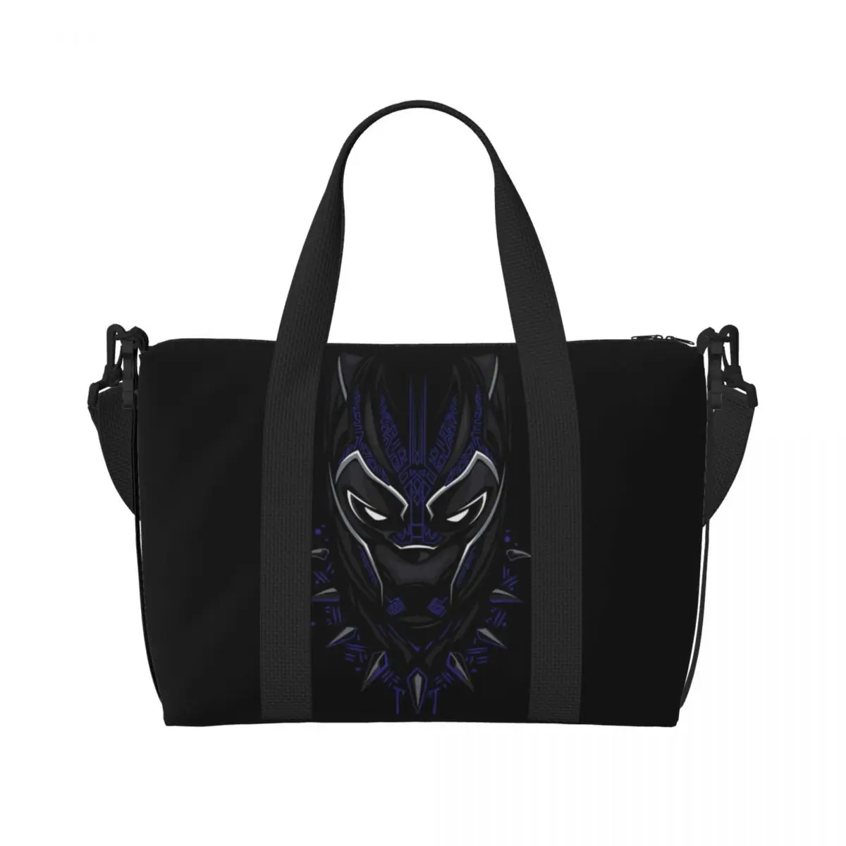 Sacola de compras de pantera negra personalizada para mulheres, mercearia, grande capacidade, papel de parede anime, ginásio, praia, bolsas de viagem