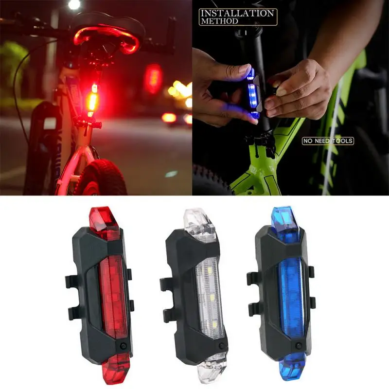 LED Bike Tail Lamp Multi Mode Bicycle Cycling Warning Light Waterproof USB Rechargeable Automatic Shut-Down Front Rear Light