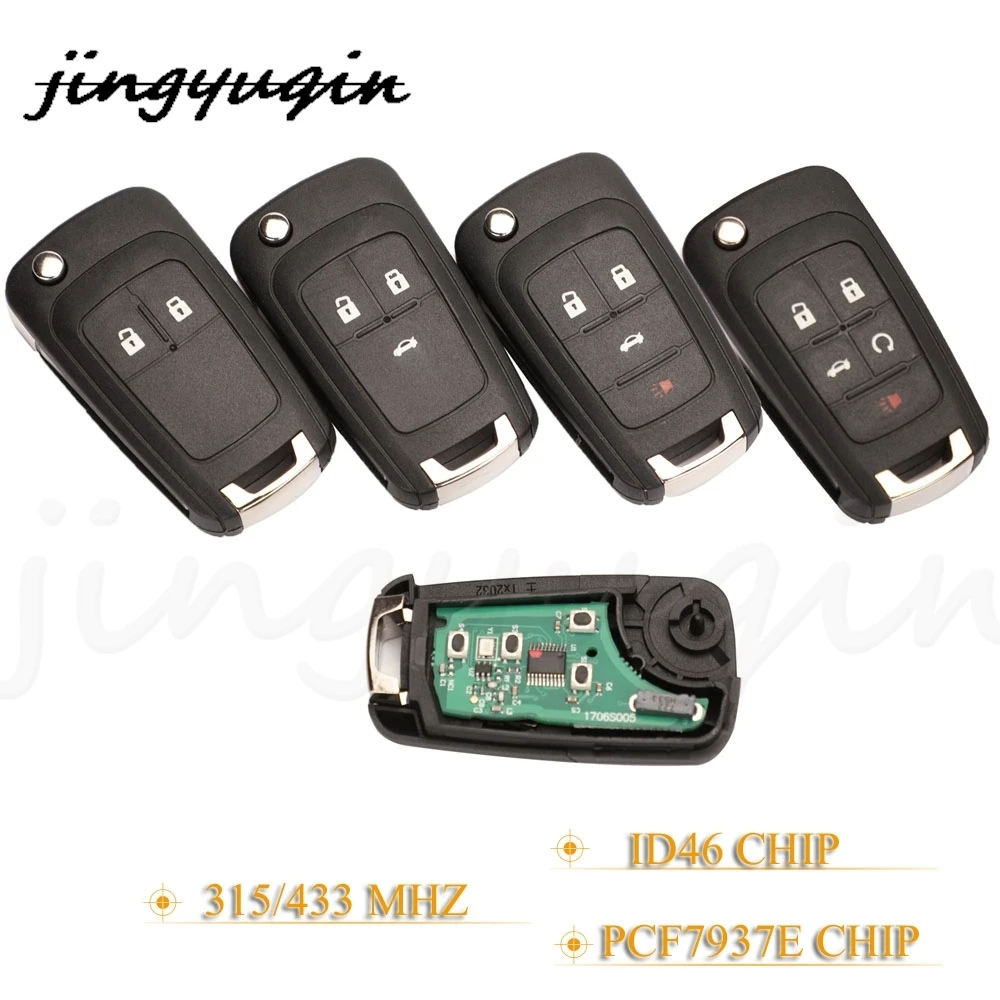 Jingyuqin 2/3/4/5 Bottoni Chiave A Distanza Auto FAI DA TE Per OPEL/VAUXHALL Astra J Corsa E Insignia Zafira C 2009-2016 315/433 MHz PCF7937E