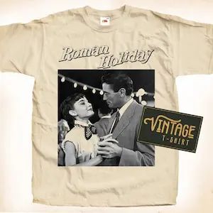 Roman Holiday V1 T shirt Tee Natural Vintage Cotton Movie Poster Beige All Sizes